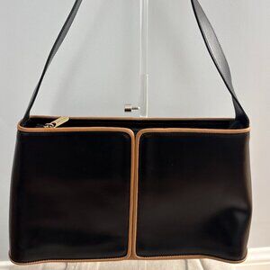 Arcadia Leather Shoulder Bag - Black and Tan